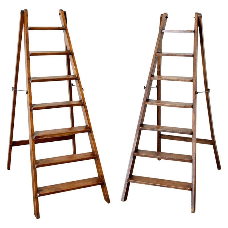 19th Century Pair of French Folding Library Step Ladders