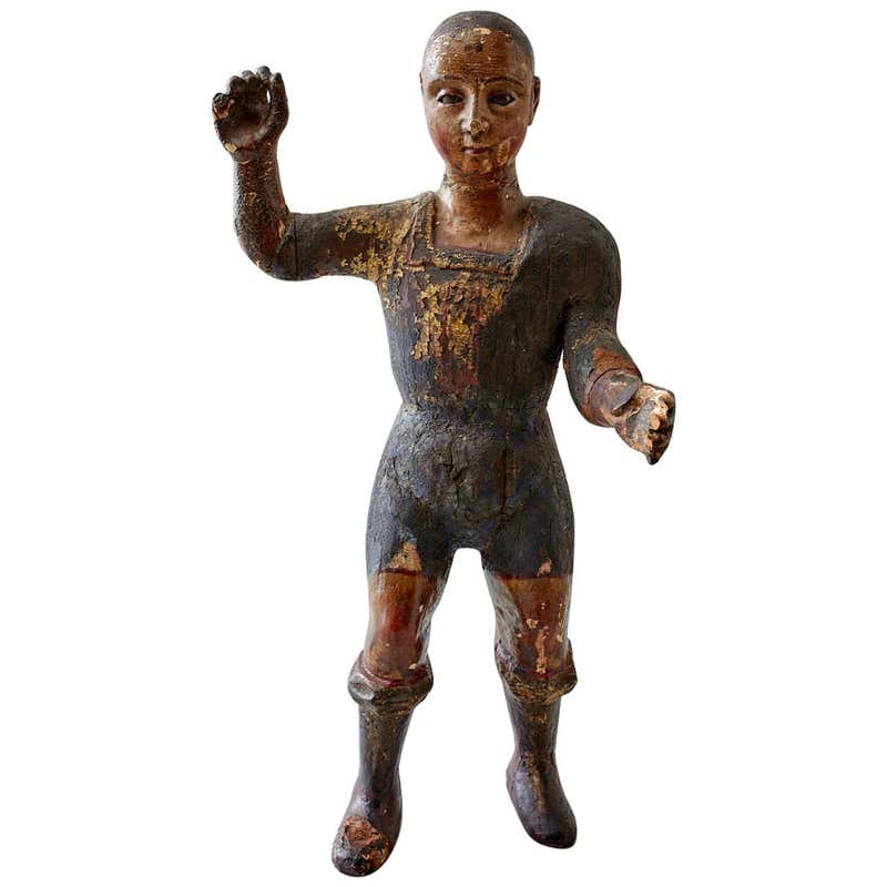 18th Century Italian Carved Santo Boy Sculpture Icon