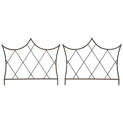 Pair of Regency Style Iron and Bronze Headboards