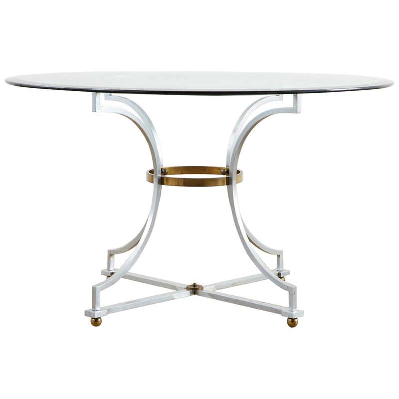 Maison Jansen Style Steel and Bronze Center Table