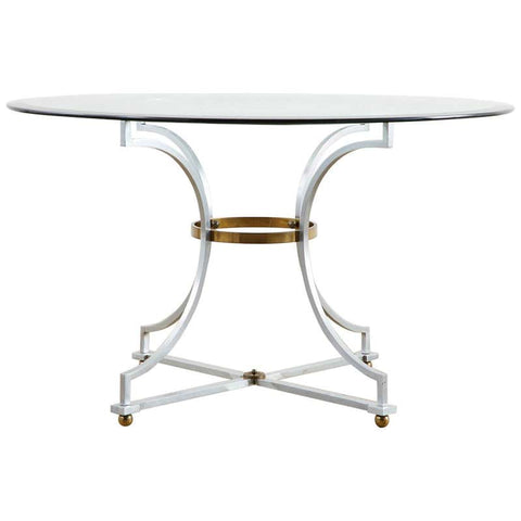 Maison Jansen Style Steel and Bronze Center Table