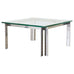 Milo Baughman Style Chrome and Glass Square Cocktail Table