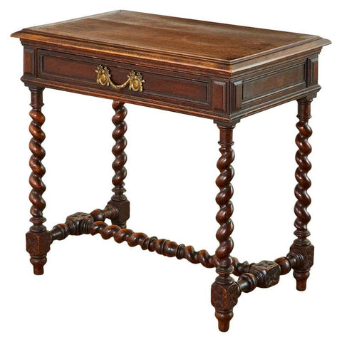19th Century French Louis XIII Style Barley Twist Oak Desk