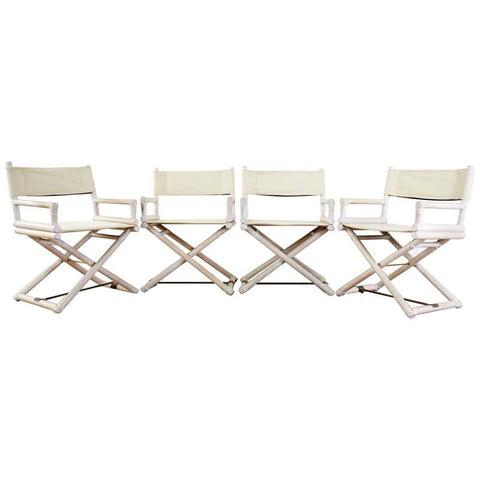 Set of Four McGuire Campaign Style Cerused Directors Chairs