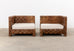 Billy Baldwin Style Two Part Cane Basketweave Parsons Sofa Settee