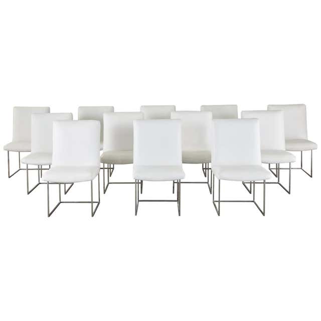 Set of 12 Milo Baughman 1187 Thin Line Chrome Dining Chairs