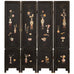Chinese Qing Four Panel Carved Soapstone Coromandel Screen