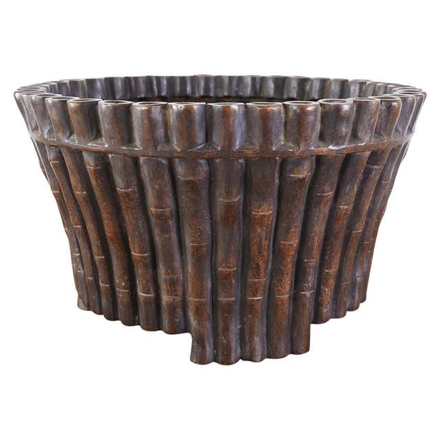 bamboo pot planter Bronze Faux Bamboo Garden Jardiniere Planters – Erin Lane Estate