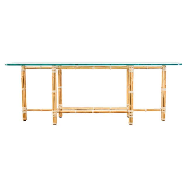 Blonde Bamboo Rattan Console Table