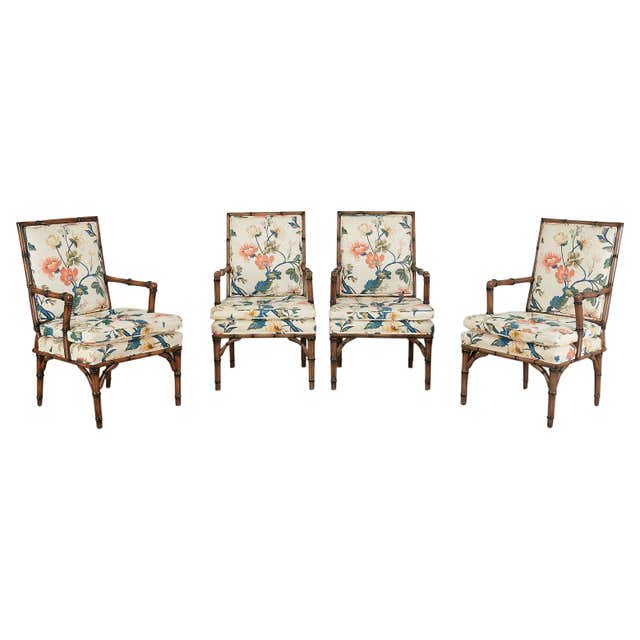 Bob Hope'S Set Of Four Faux Bamboo Chintz Dining Chairs – Erin Lane Estate