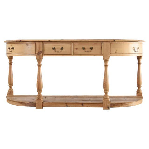 Country English Pine Demilune Sideboard Dresser with Pot Rack