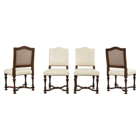 Set of Four French Louis XIV Style Walnut Dining Chairs