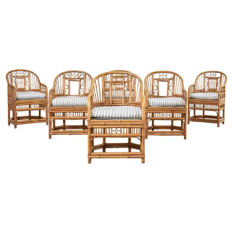 Set of Six Brighton Pavilion Style Bamboo Dining Armchairs