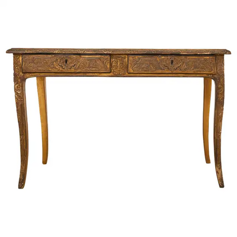 19th Century Louis XV Style Gilt Carved Writing Table Desk