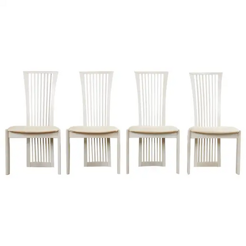 Set of Four Pietro Costantini Post Modern Oyster Lacquered Dining Chairs