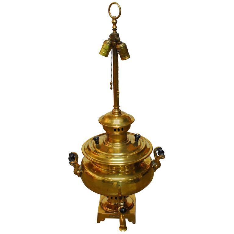 Antique Imperial Russian Brass Samovar Lamp - Helia Beer Co