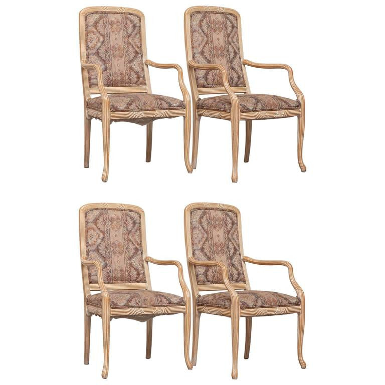 Set of Four Cerused White Oak Armchairs, 1980