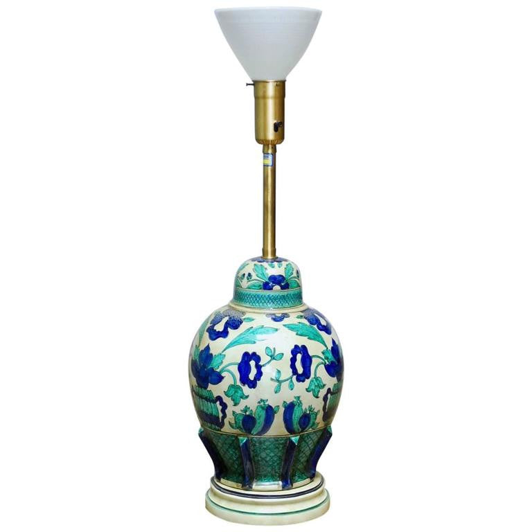 Italian Ceramic Faience Table Lamp by Marbro