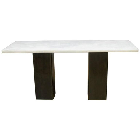 Modern Faux Marble and Steel Double Pedestal Console