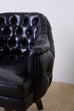 Set of Three Mid Century Tufted Black Leatherette Club Chairs