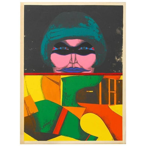 1971 "Masked Woman" Print by Richard Lindner