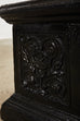Pair of Cast Iron Campana Form Garden Urns on Stands