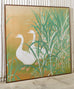 Japanese Meiji Two Panel Screen Geese and Reeds