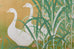 Japanese Meiji Two Panel Screen Geese and Reeds