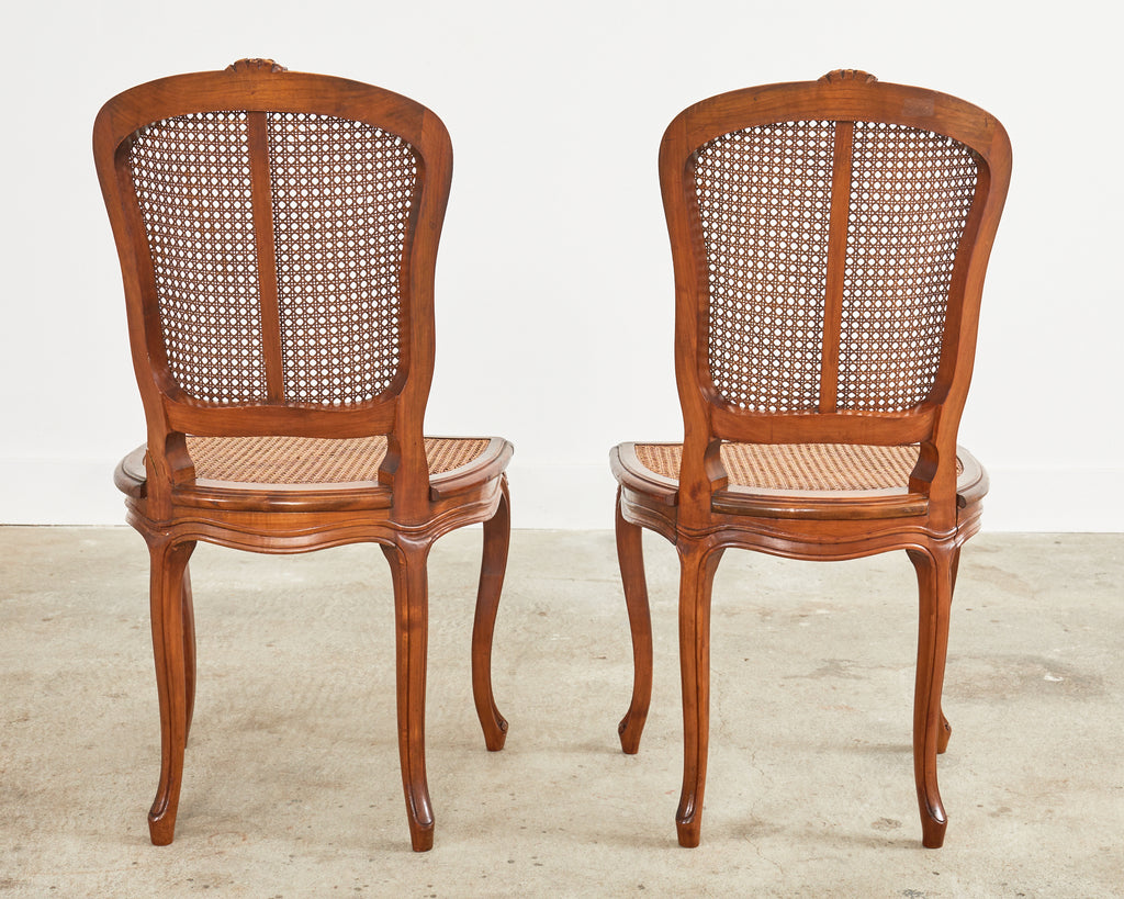 Pair of 19th Century Country French Louis XV Style Walnut and Cane