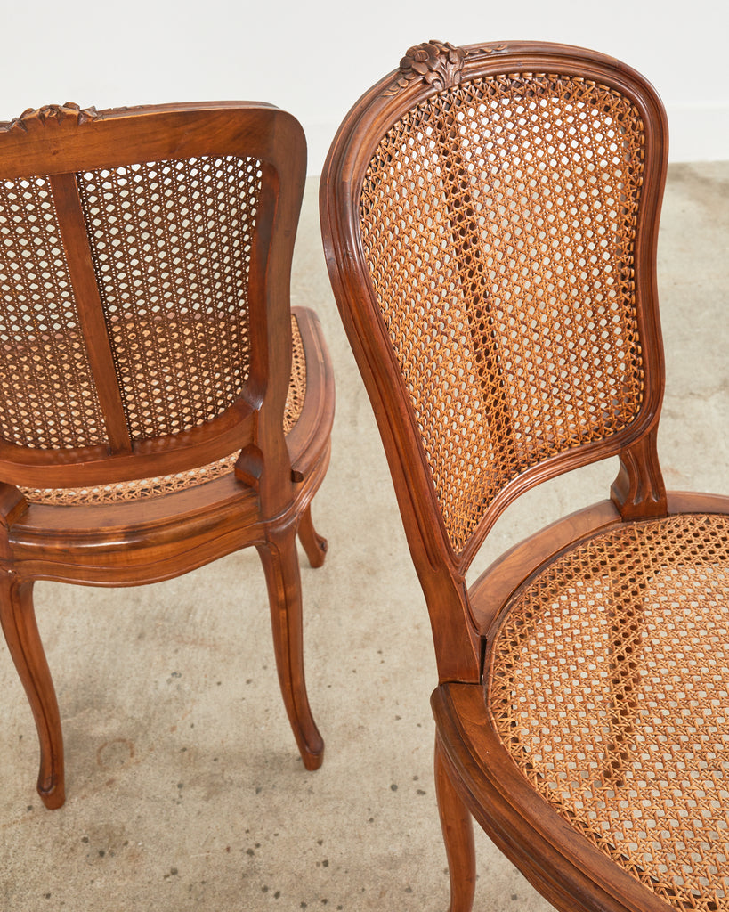 Set of Eight Louis XV Style Caned Walnut Dining Chairs - Erin Lane Estate