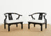 Pair of James Mont Style Lacquered Horseshoe Chairs by Century