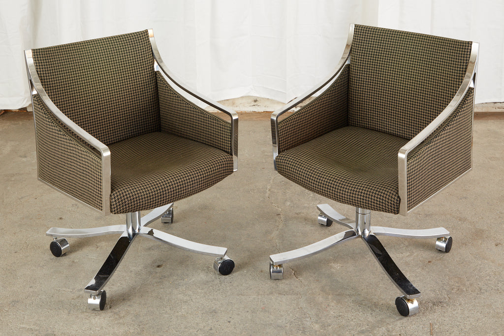 Set of Eight Bert England Midcentury Swivel Steel Armchairs – Erin