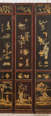 Chinese Qing Four Panel Lacquered Incised Coromandel Screen