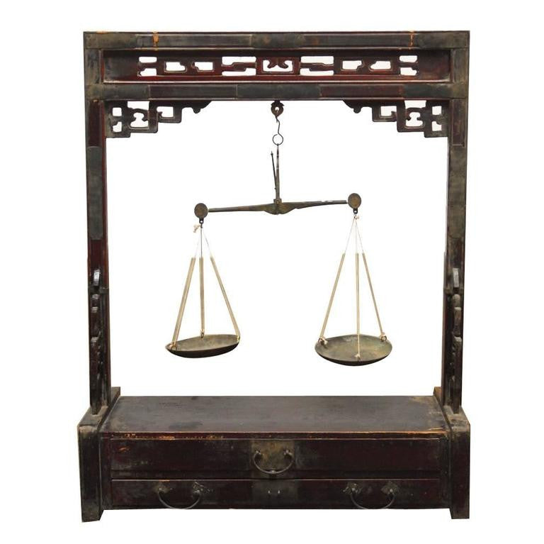19th Century Chinese Apothecary Balance Scale Stand