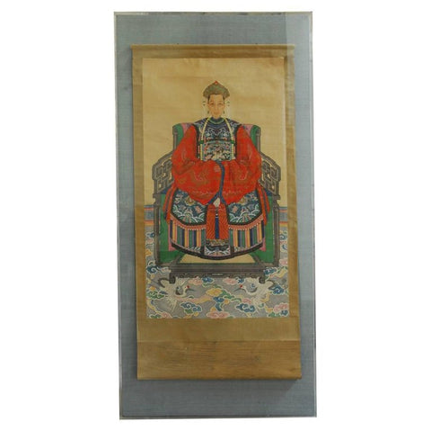 Monumental Chinese Ancestral Matriarch Scroll Portrait Painting