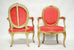 Pair of Louis XV Period Painted and Parcel Gilt Fauteuils