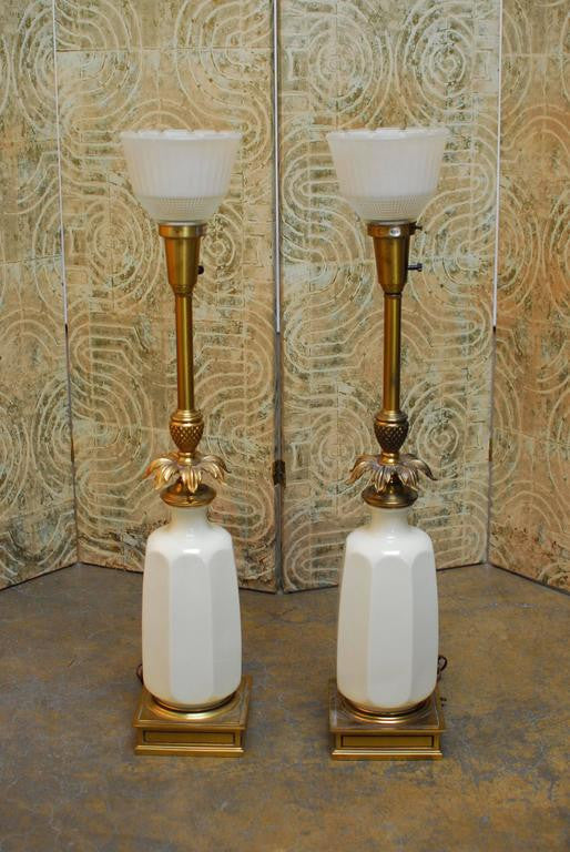 Hollywood Regency Lenox Porcelain and Brass Stiffel Lamps – Erin Lane Estate