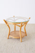 Round Bamboo and Rattan Two-Tier Drinks Table