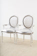 Pair of French Louis XVI Style Silver Leaf Metallic Armchairs