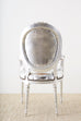 Pair of French Louis XVI Style Silver Leaf Metallic Armchairs