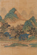 Japanese Miniature Four-Panel Screen Blue and Green Landscape