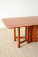 Midcentury Drop-Leaf Dining Table with Rattan Base