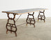 19th Century French Industrial Style Pine Iron Dining Table
