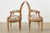 Pair of French Louis XVI Style Carved Fauteuil Armchairs