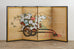 Japanese Four-Panel Showa Screen Hanaguruma Flower Cart