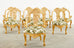 Set of Eight Italian Giltwood Faux Bois Dining Chairs