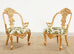 Set of Eight Italian Giltwood Faux Bois Dining Chairs