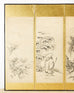 Japanese Edo Six-Panel Haboku Landscapes of Seasons