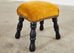 English Victorian Style Ebonized Wood and Velvet Stool