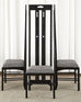 Set of Six Mackintosh Style High Back Ebonized Dining Chairs